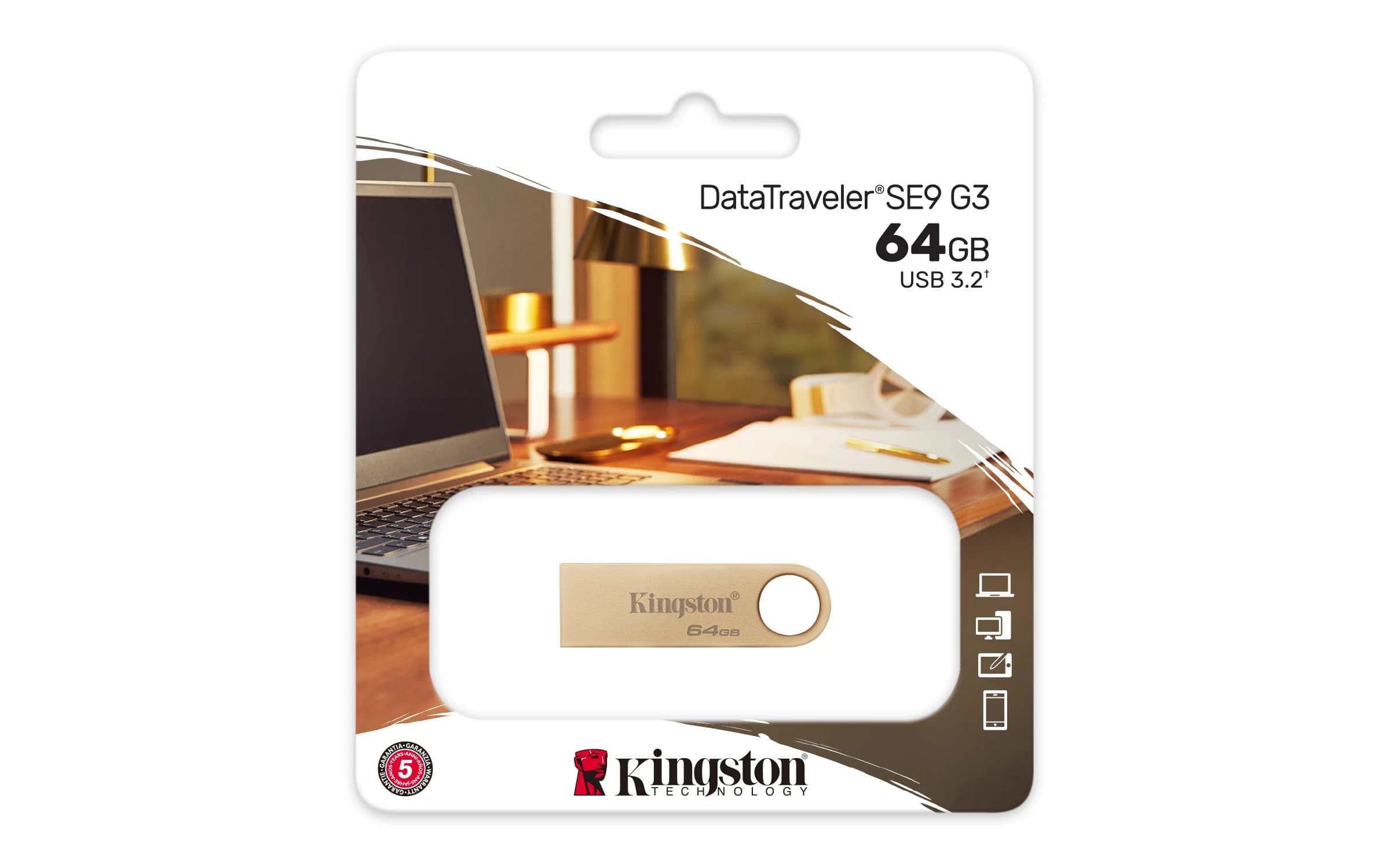 Накопитель на флеш памяти 64GB USB 3.2 Kingston DataTraveler [DTSE9G3/64GB] Metal Casing