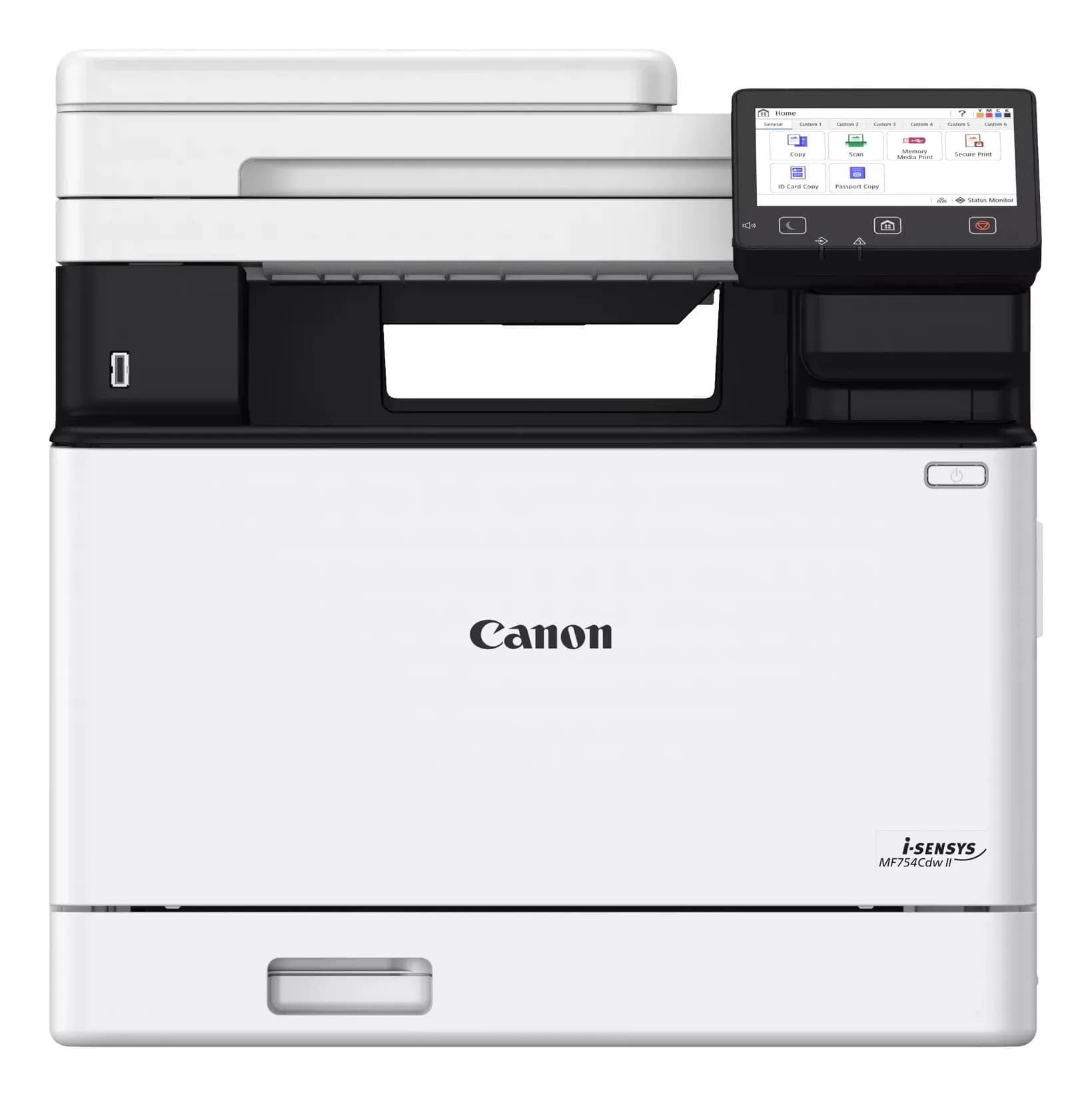 МФУ Canon i-SENSYS MF754CDW II лазерное, цветное, A4, 33 стр./мин., подача 300 листов, двусторонний автоподатчик документов, сенсорный дисплей 5", 1.2 ГГц CPU, 1 ГБ RAM, USB 2.0, Ethernet 10/100/1000, Wi-Fi [7185C010AA] КЗ