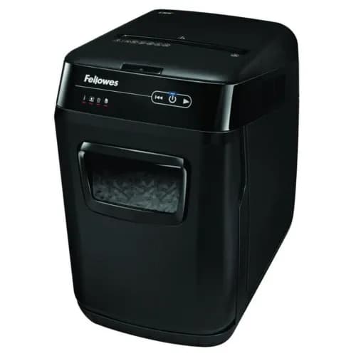 Шредер Fellowes AUTOMAX 150C Уровень секретности P-4, Фрагмент 4х38 мм, Подача 8(150) лист, автоподача, Емкость корзины 32 л, Уничтожение скоб, скрепок, пл. карт, Черный