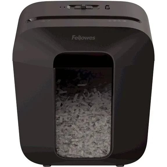 Шредер Fellowes LX25 Уровень секретности P-4, Фрагмент 4х37 мм, Подача 6 лист, Емкость корзины 11.5 л, Уничтожение скоб, скрепок, пл. карт, Черный