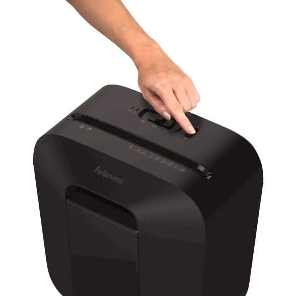 Шредер Fellowes LX25 Уровень секретности P-4, Фрагмент 4х37 мм, Подача 6 лист, Емкость корзины 11.5 л, Уничтожение скоб, скрепок, пл. карт, Черный