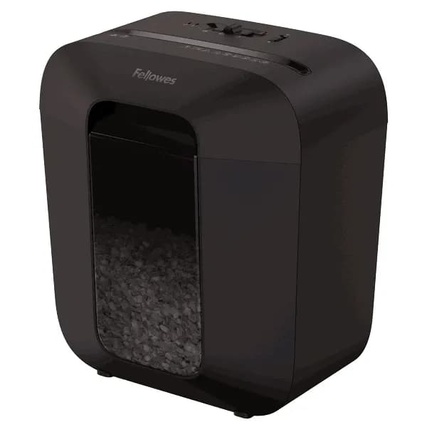 Шредер Fellowes POWERSHRED LX25M Уровень секретности P-4, Фрагмент 4х12 мм, Подача 5(30) лист, Емкость корзины 11,5 л, Уничтожение скоб, скрепок, пл. карт, Черный