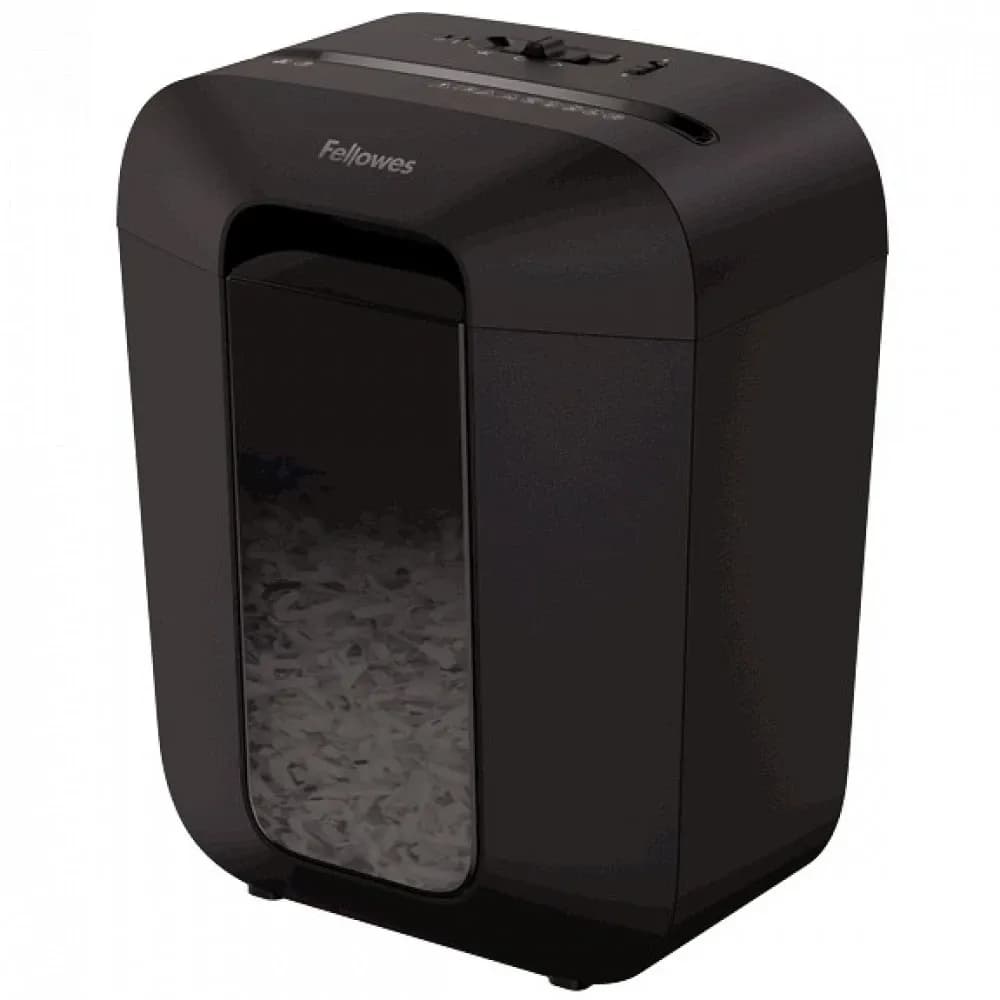 Шредер Fellowes POWERSHRED LX45 Уровень секретности P-4, Фрагмент 4х37 мм, Подача 8(50)лист, Емкость корзины 17 л, Уничтожение скоб, скрепок, пл. карт, Черный