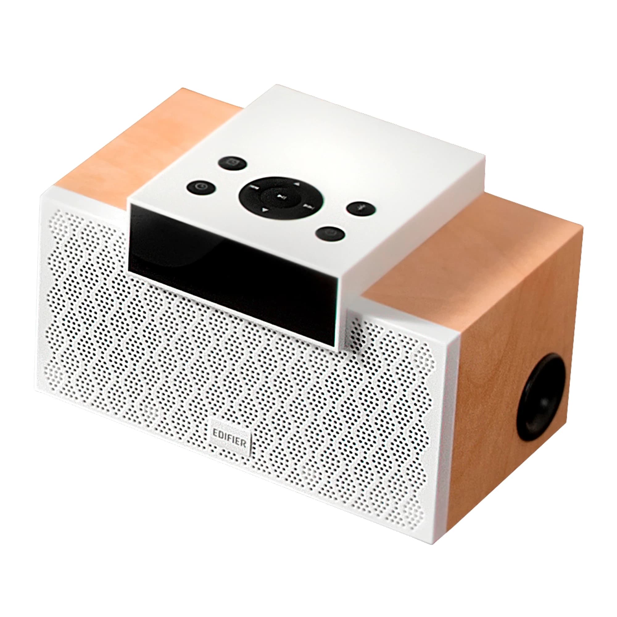 Беспроводная колонка Edifier MP260, wooden enclosure, 4W+4W+12W Subwoofer, L/R: 1.75 inch, SW: 2.75 inch, ≥ 80dB(A), Bluetooth v5.0, часы, будильник, AUX, USB , 2500mAh, 7 часов звучания, 53Hz-18000Hz, 192.5mm×113mm×115mm, 1.5kg, белый