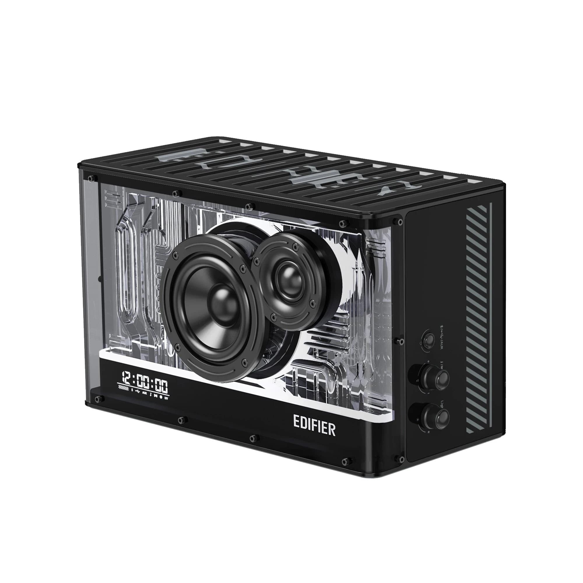 Беспроводная колонка Edifier QD35, Splendid light effects, 25W+15W, 3"(Mid-bass)+1"(Treble), ≥85dB(A), Bluetooth v5.3, AUX, USB-A, зарядный модуль GaN, подсветка, 60Hz-40000Hz, 277.8mm×164.8mm×141.7mm, 2.64kg, черный