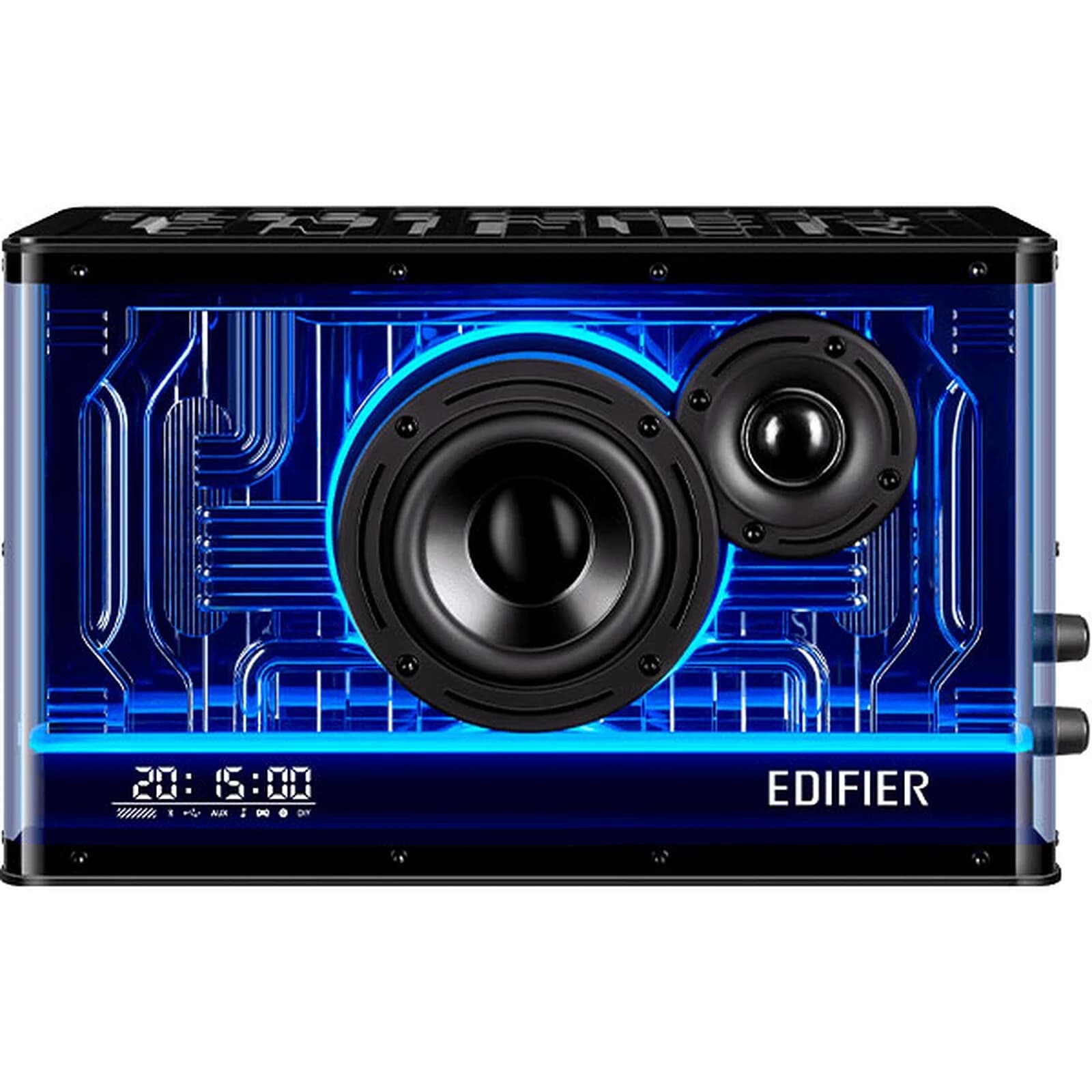 Беспроводная колонка Edifier QD35, Splendid light effects, 25W+15W, 3"(Mid-bass)+1"(Treble), ≥85dB(A), Bluetooth v5.3, AUX, USB-A, зарядный модуль GaN, подсветка, 60Hz-40000Hz, 277.8mm×164.8mm×141.7mm, 2.64kg, черный