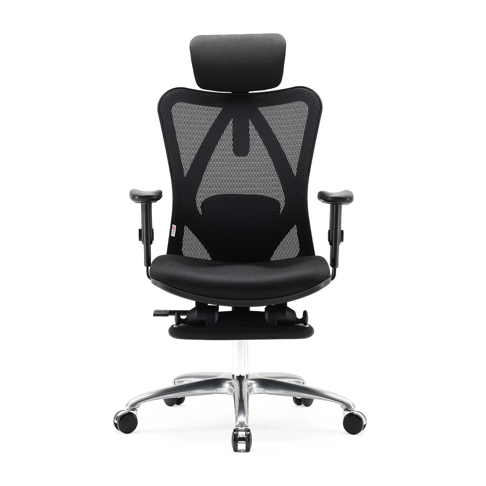 Office Chair SIHOO M18-B158 BLACK 2D Armrest, class 3 TUV gaslift,350mm aluminium base, Footrest