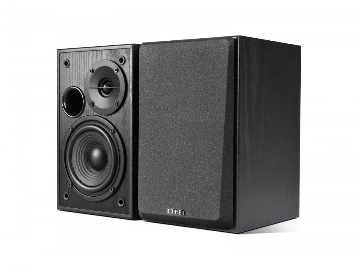 Звуковая система Edifier R1100, 85dB, RCA - 3.5mm Auxiliary, RCA, RMS 21W X 2 ( DRC ON ), цифровой тракт на усилителях класса D, МДФ, Черный
