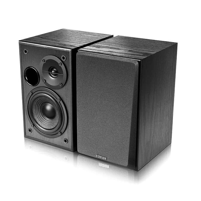 Звуковая система Edifier R1100, 85dB, RCA - 3.5mm Auxiliary, RCA, RMS 21W X 2 ( DRC ON ), цифровой тракт на усилителях класса D, МДФ, Черный