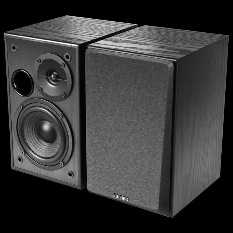 Звуковая система Edifier R1100, 85dB, RCA - 3.5mm Auxiliary, RCA, RMS 21W X 2 ( DRC ON ), цифровой тракт на усилителях класса D, МДФ, Черный