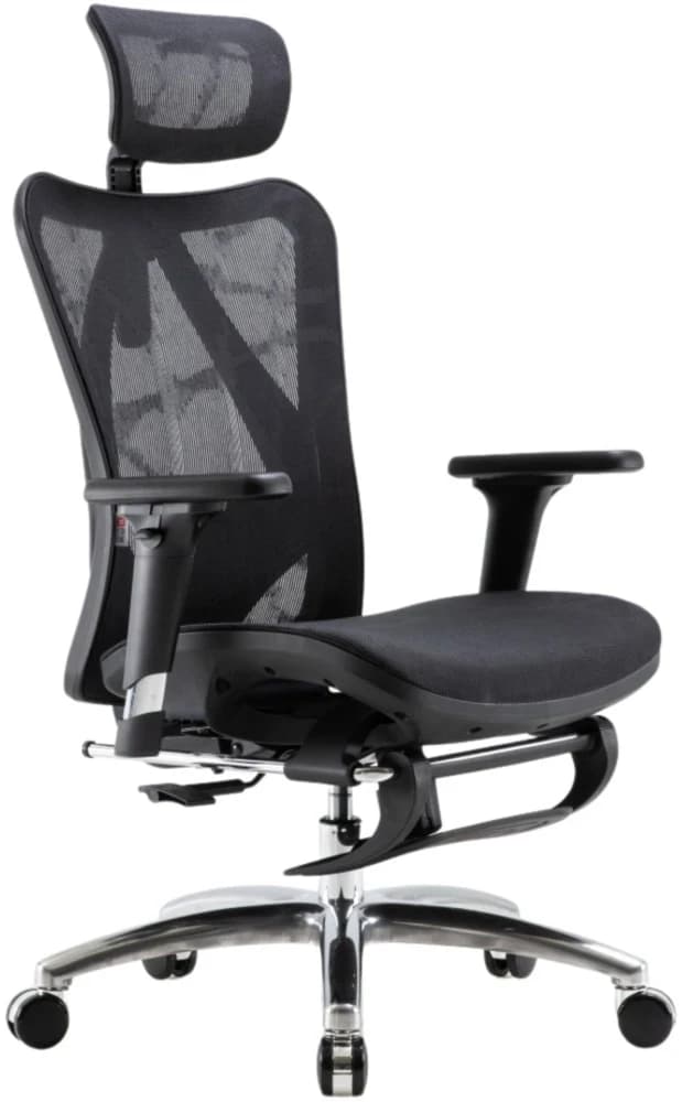 Office Chair SIHOO M57B-N104 BLACK 3D Armrest, class 3 TUV gaslift,350mm aluminium base, Footrest