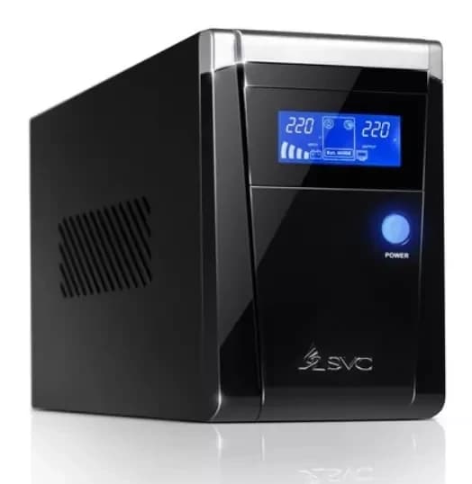 ИБП UPS SVC V-1200-F-LCD, 1200VA(720W), 12V/7.5Ah, AVR cтабилизатор: 165-275ВА, 3 вых: 2 системных+1 для принтера (Bypass), Black, USB (технология Smart), LCD display