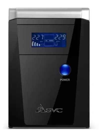 ИБП UPS SVC V-1200-F-LCD, 1200VA(720W), 12V/7.5Ah, AVR cтабилизатор: 165-275ВА, 3 вых: 2 системных+1 для принтера (Bypass), Black, USB (технология Smart), LCD display