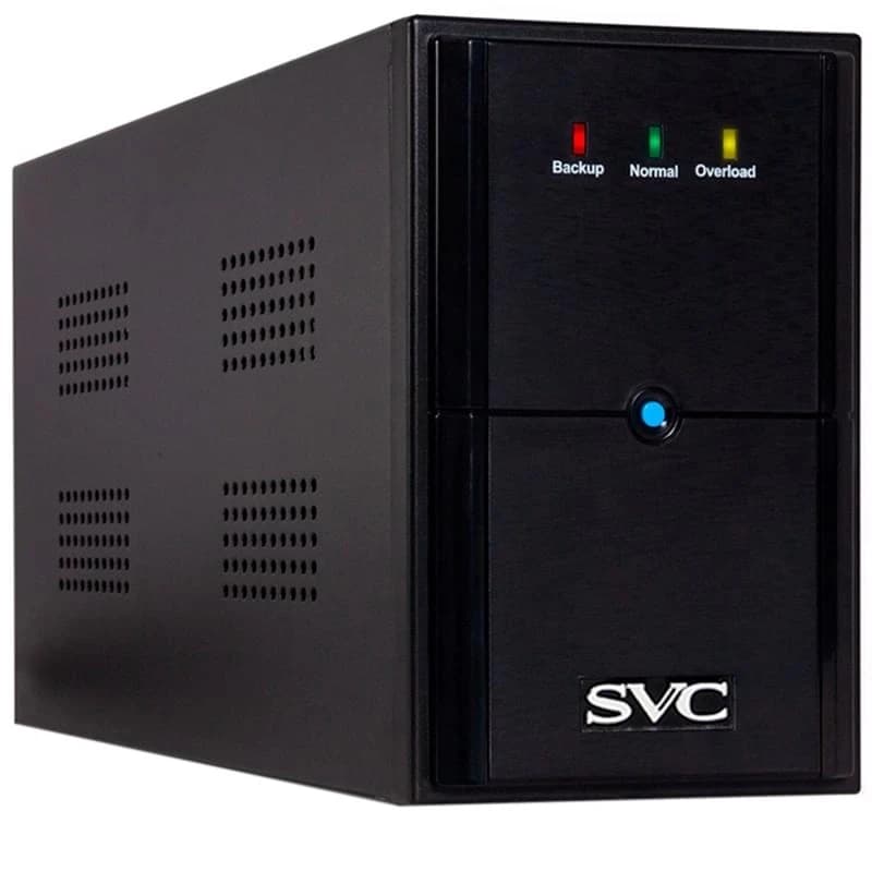 ИБП UPS SVC V-1200-L, Мощность 1200ВА/720Вт, Диапазон работы AVR: 165-275В, Бат.: 12В/7 Ачx2шт., 3 вых.: Shuko CEE7, Черный