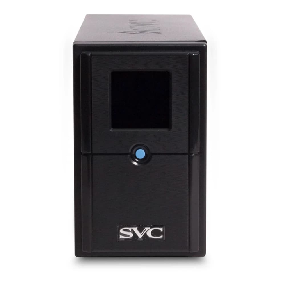 ИБП UPS SVC V-800-L-LCD, Мощность 800ВА/480Вт, Диапазон работы AVR: 165-275В, AVR в режиме Booster: 138-292В, Бат.: 12В/9 Ач*1шт., 3 вых.: 2 Shuko CEE7+1 IEC C13 (Bypass), Черный (1 год)