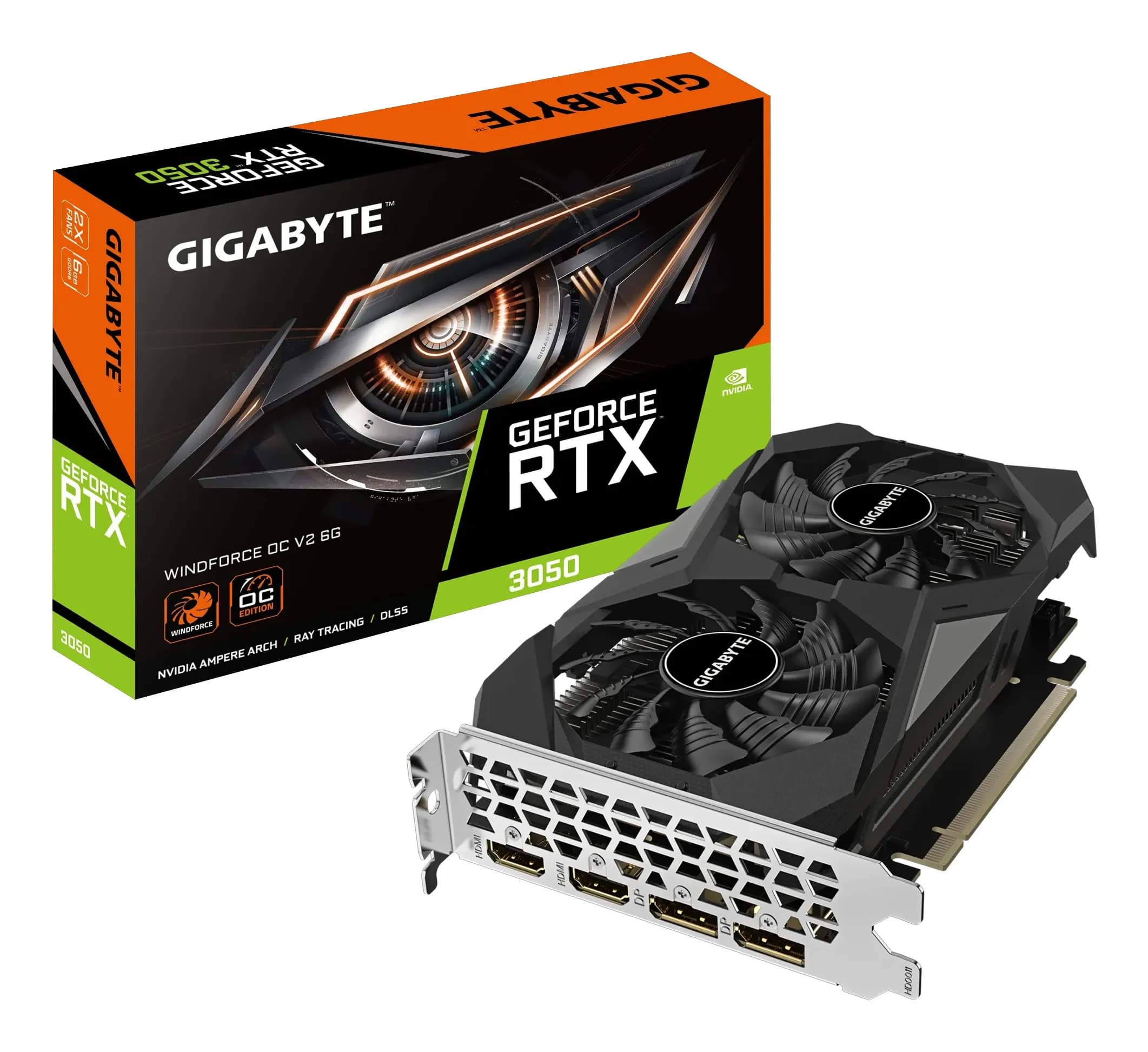 GIGABYTE GeForce RTX 3050 WINDFORCE OC V2 6G NVIDIA 6 GB GDDR6 [GV-N3050WF2OCV2-6GD]