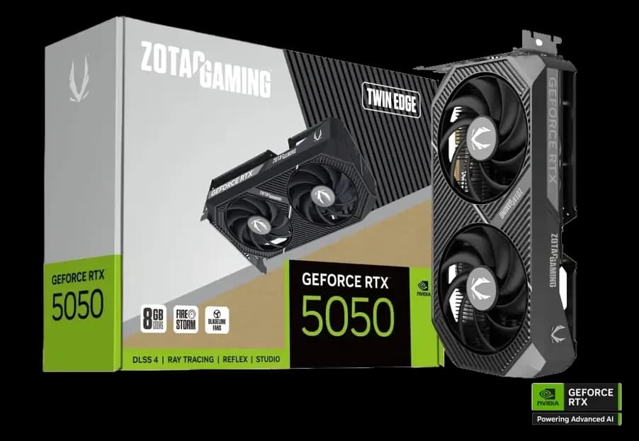 Видеокарта RTX 5050 ZOTAC GAMING GeForce RTX 5050 Twin Edge 8GB GDDR6, Engine clock 2572MHz, Memory clock 20000MHz, 128Bit, 3xDP, HDMI [ZT-B50500E-10M]