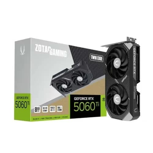 Видеокарта RTX 5060Ti ZOTAC GAMING GeForce RTX 5060 Ti Twin Edge 8GB GDDR7, Engine clock 2572MHz, Memory clock 28000MHz, 128Bit, 3xDP, HDMI [ZT-B50610E-10M]