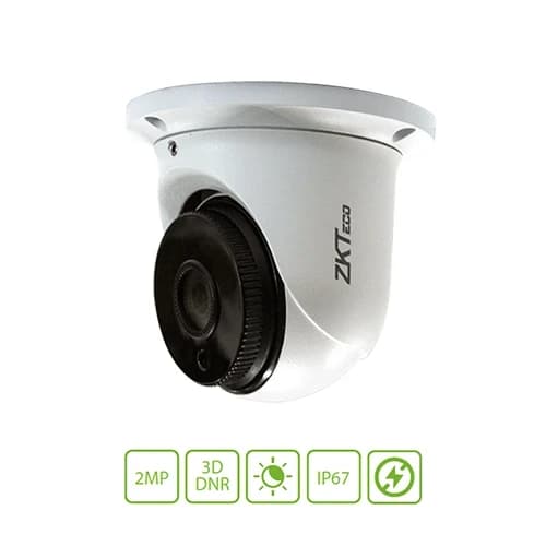 Видеокамера купольная ZKTECO ES-852O11H 1080P 1/2.9" CMOS 2MP; H.264/H.265; Smart IR; IR Range 10-20m; Low Light; Fixed Lens 2.8mm; DWDR; PoE; Aluminium alloy IP67