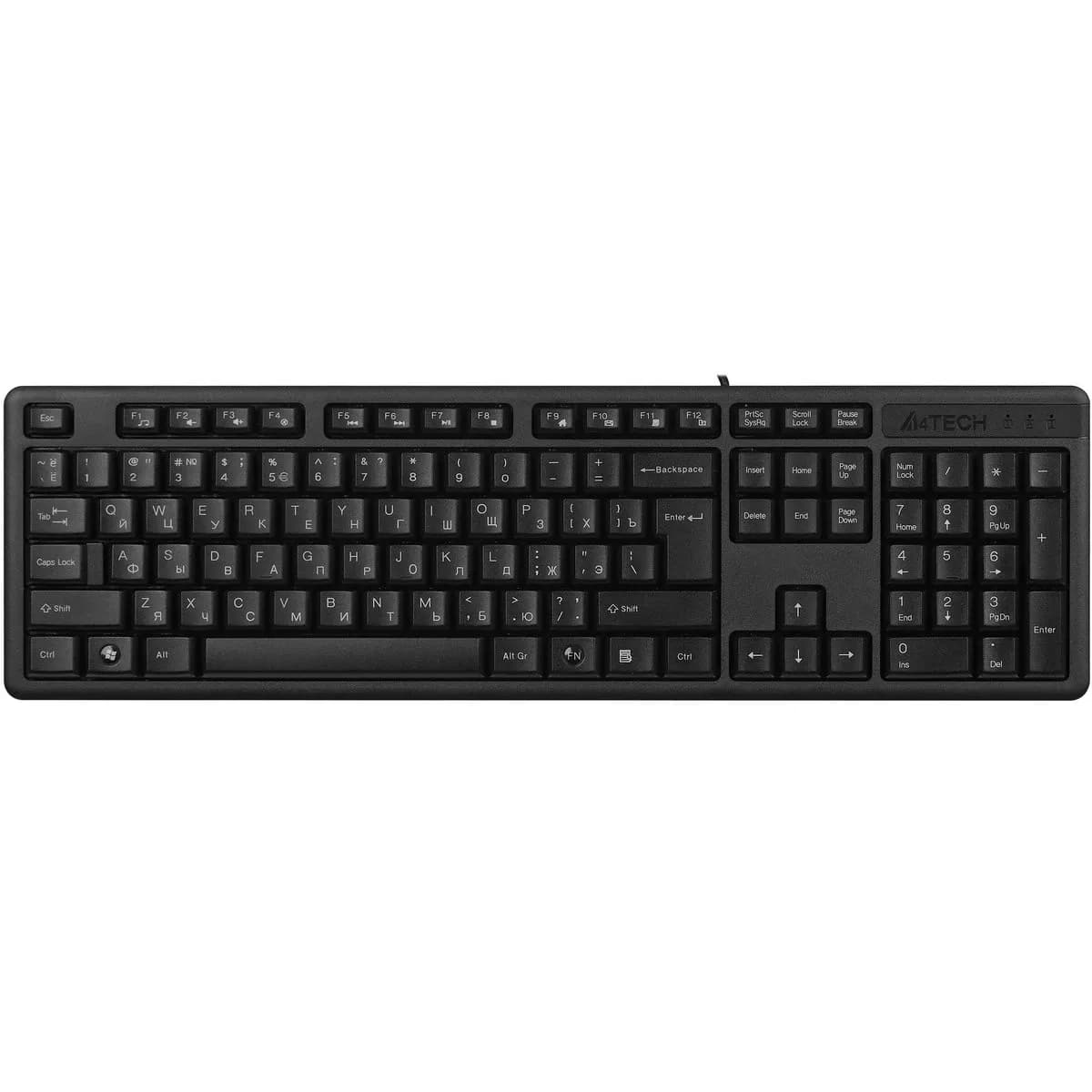 Клавиатура A4Tech KR-3, чёрная, EN/RU