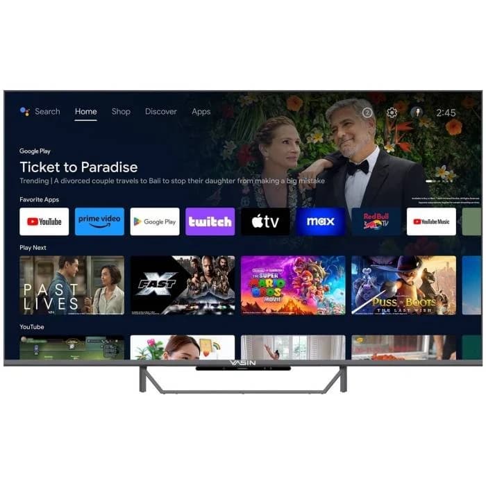 YASIN LED TV 55Q90 55" 4K UHD 3860×2160, Android 11 + GoogleTV 450 cd/m2 1000000:1 6ms 178/178 WiFi