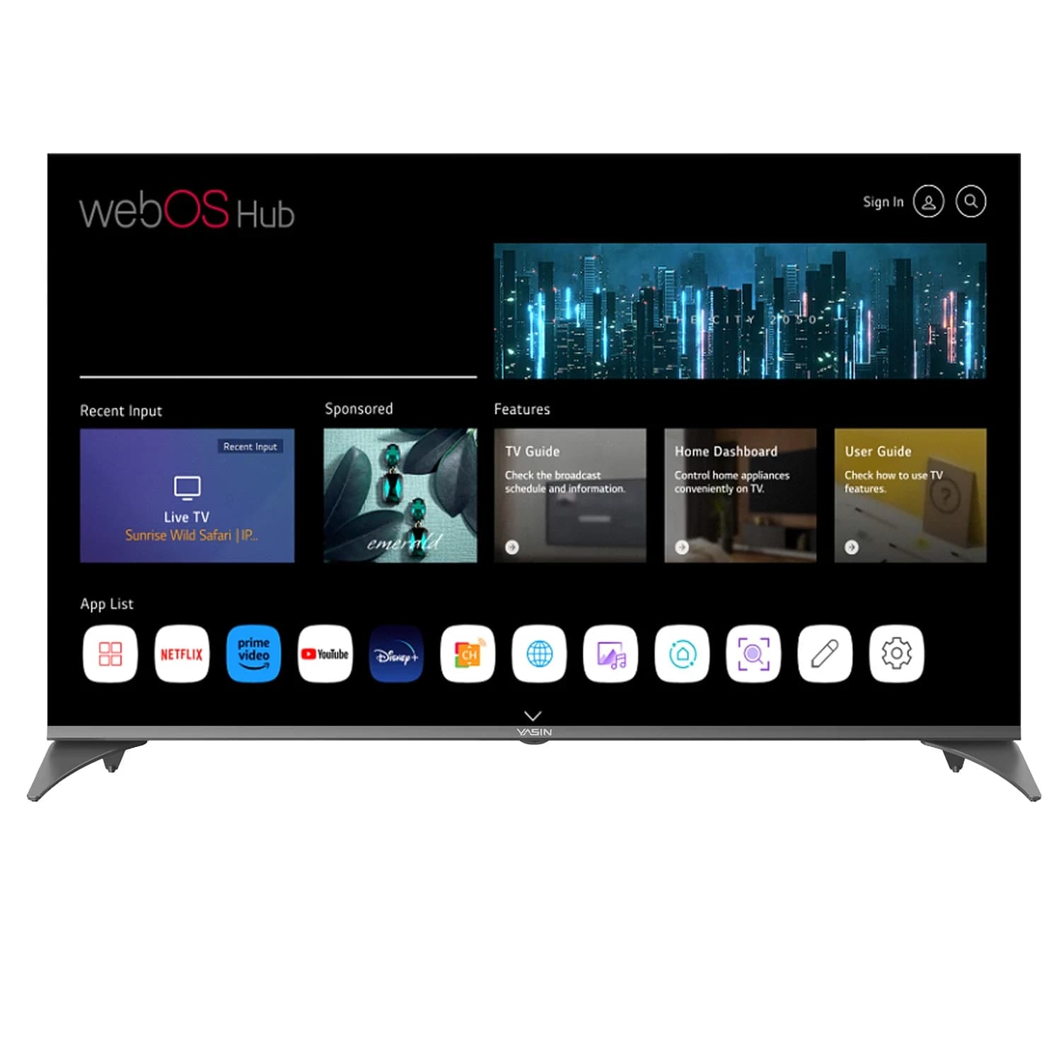 YASIN LED TV 55UD81 55" 4K UHD 3840x2160, WebOS 450 cd/m2 1000000:1 6ms 178/178 WiFi