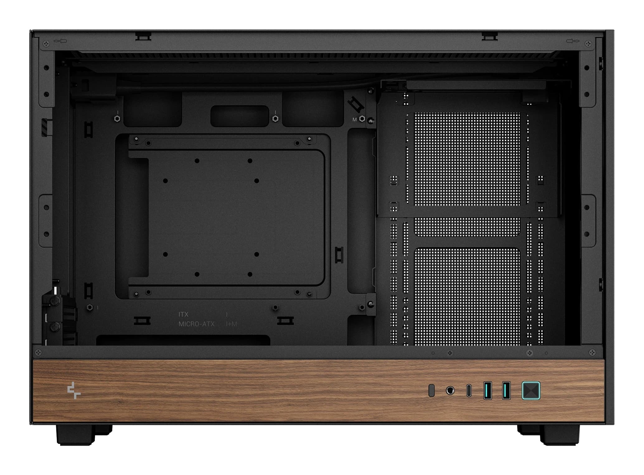 DEEPCOOL MATX CH260 WOOD w/o PSU USB 3.0 Front Type-C, Mesh panel