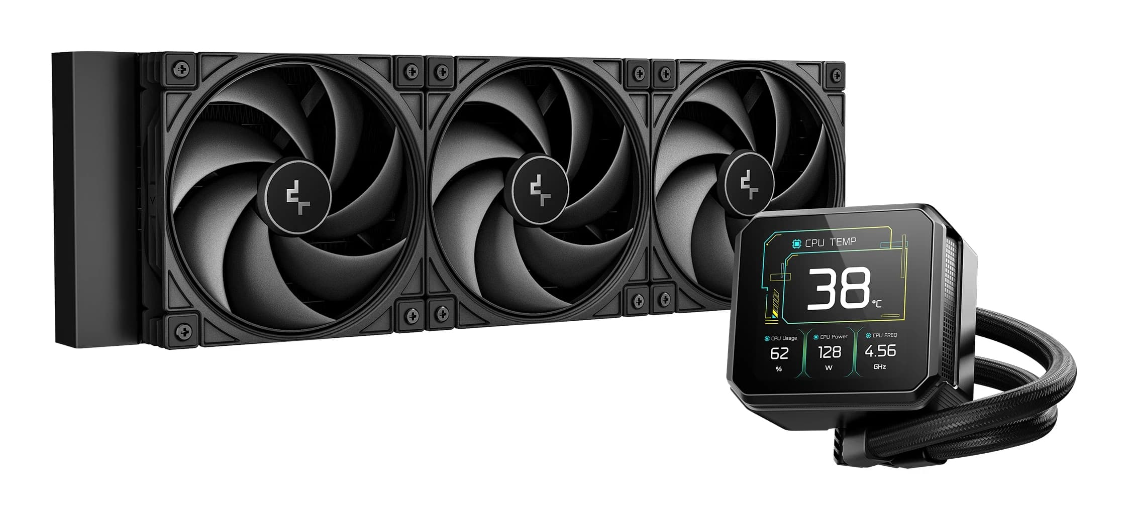 DEEPCOOL SPARTACUS 360 ARGB 120*3 PWM ARGB FAN 3.4” 480x480 TFT LCD ARGB PUMP LGA20xx/1700/1200/115*