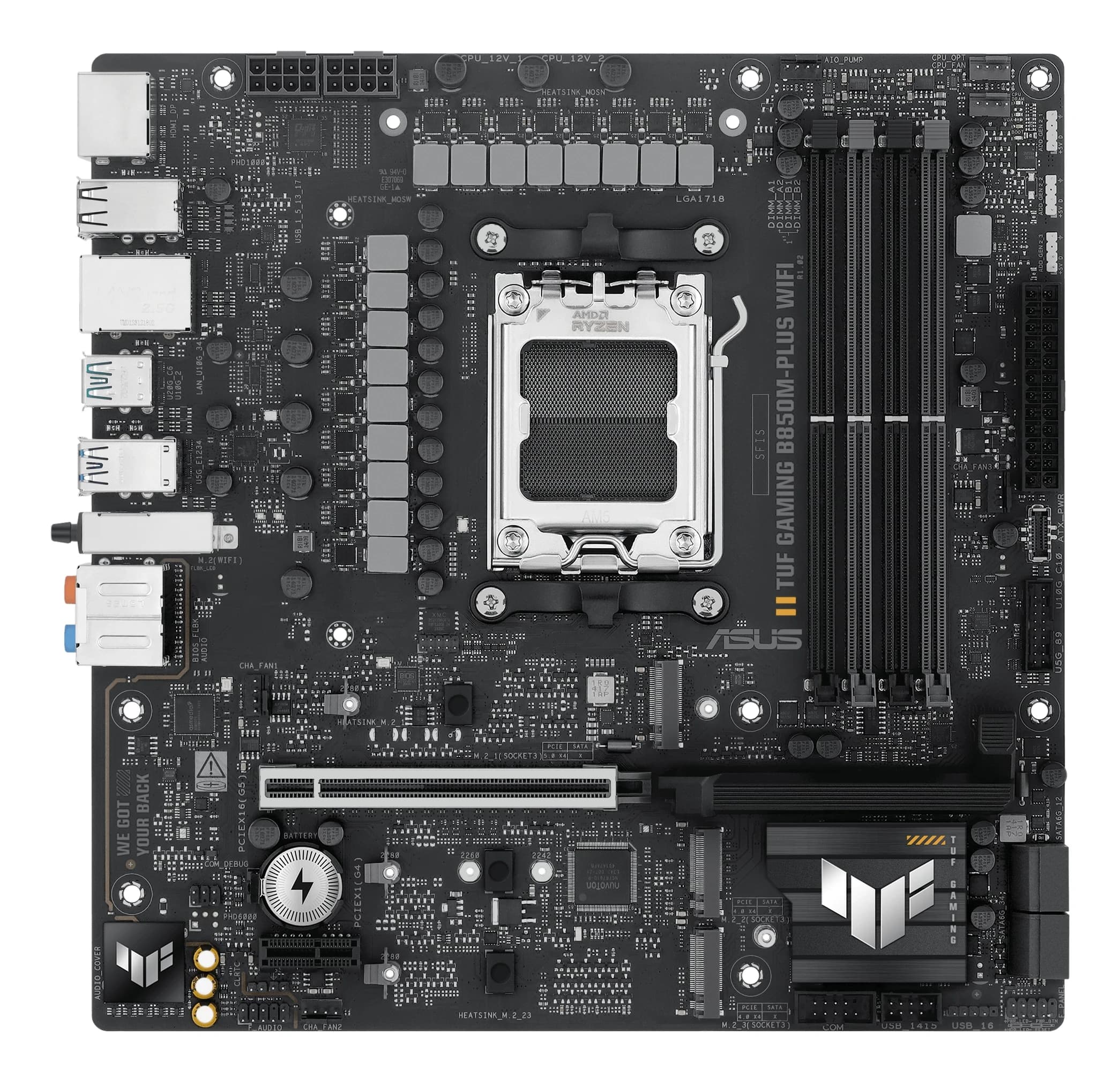 MB AM5 ASUS TUF GAMING B850M-PLUS,4xDDR5,12xUSB,mATX,3xM.2,2PCIe16x, PCIe1x DP HDMI