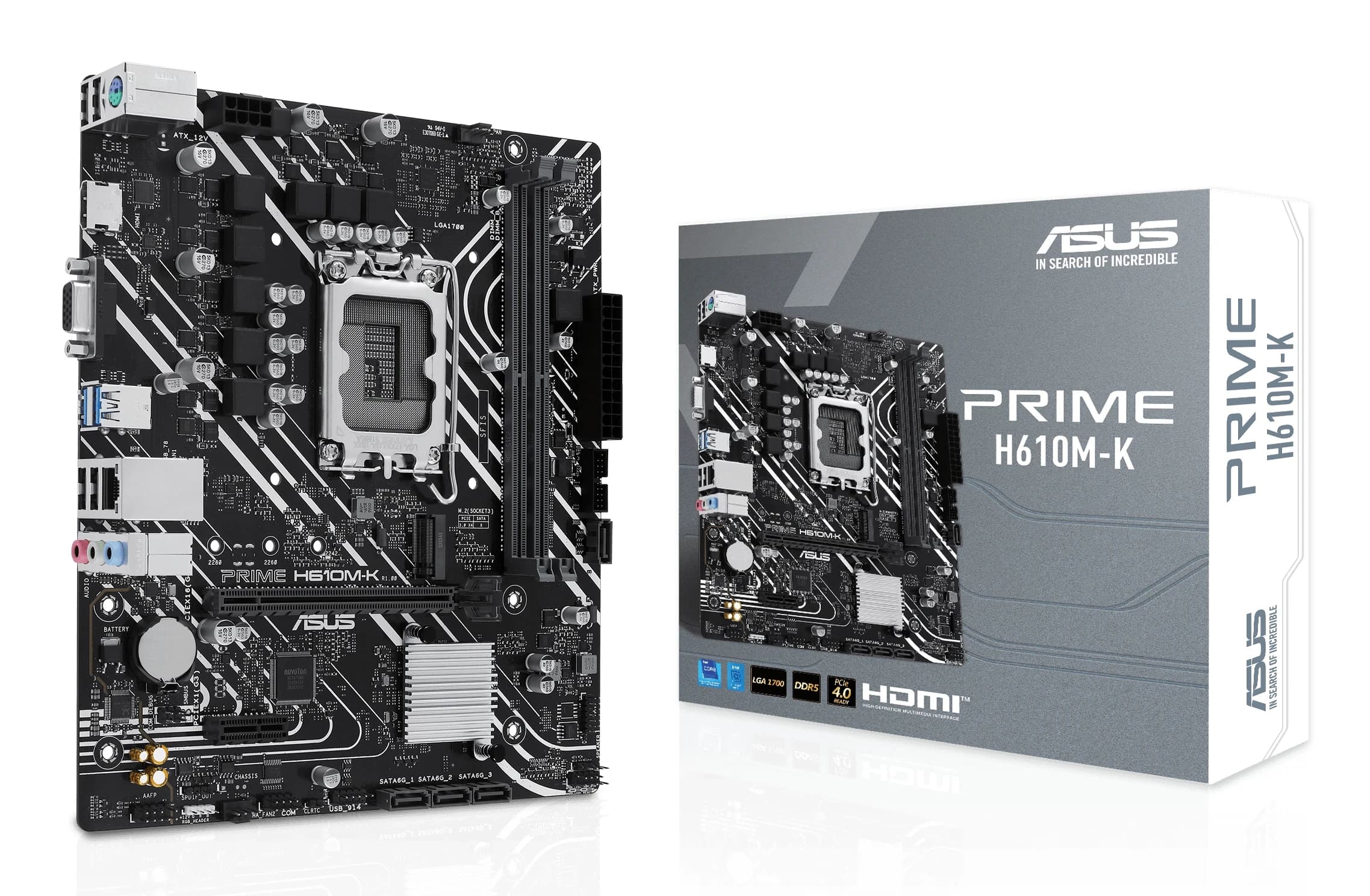 MB LGA1700 ASUS H610M-K,2xDDR5,10xUSB,M.2,4xSATAIII,mATX,PCIe16x, PCIe1x, HDMI,VGA