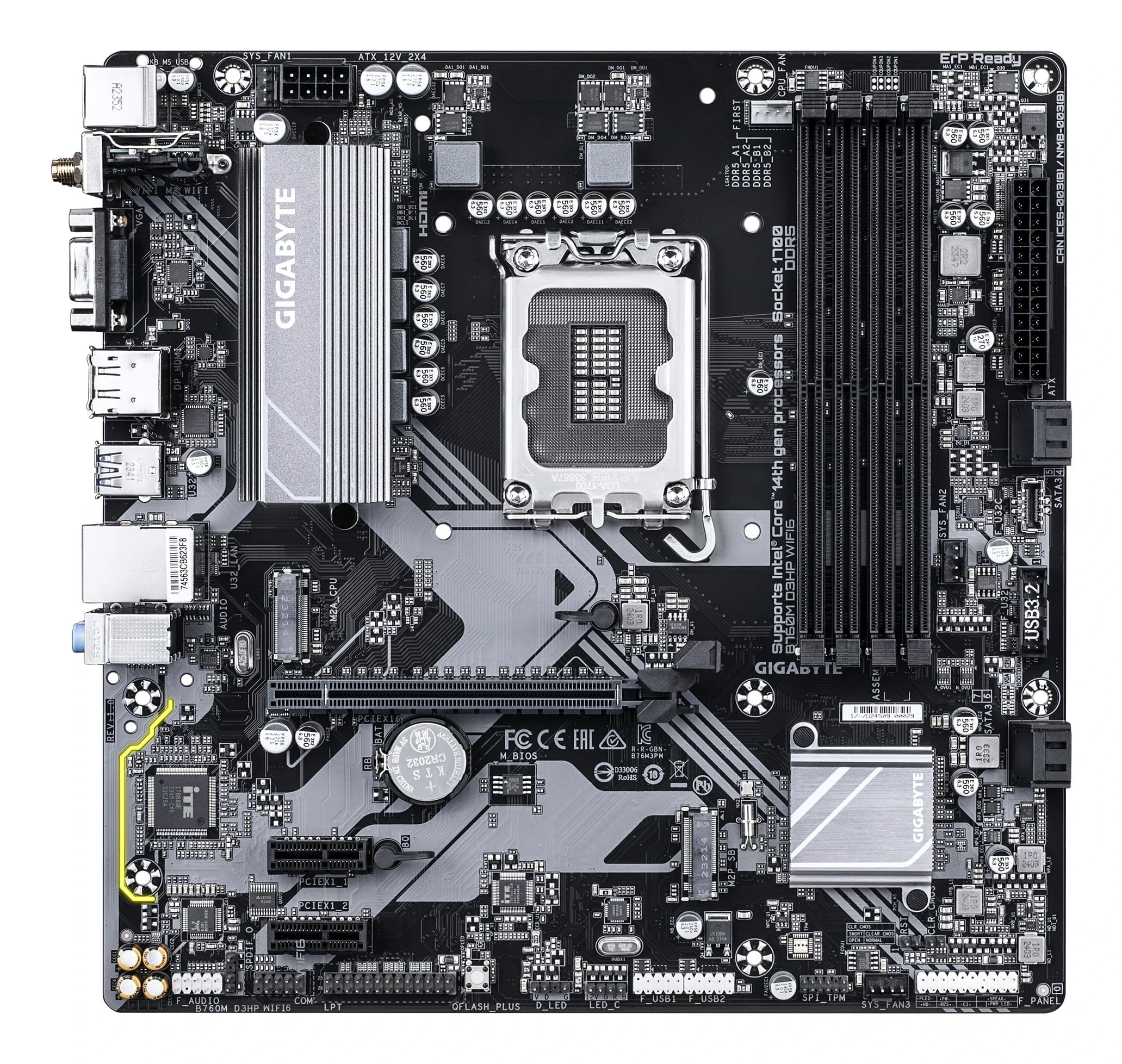 MB LGA1700 GIGABYTE B760M D3HP WIFI6,4xDDR5,12xUSB,4xSATAIII,mATX,PCIe16x,PCIe1x,VGA,HDMI,DP,WiFi