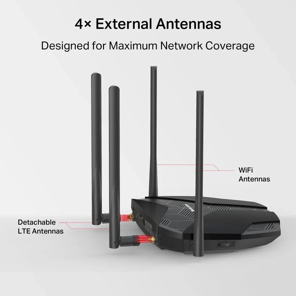 Mercusys(TP-Link)MB235-4G SIM 4G+ Cat6 AC1200 Wireless Dual Band Gigabit Router 300+867Mbps 4 Antenn