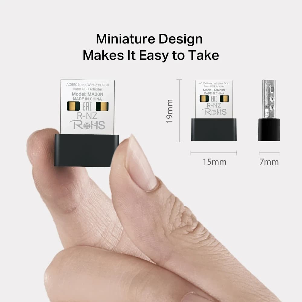 Wireless Adapter Mercusys(TP-Link)MA20N AC650 200+433Mbps Wireless Dualband Nano USB Adapter