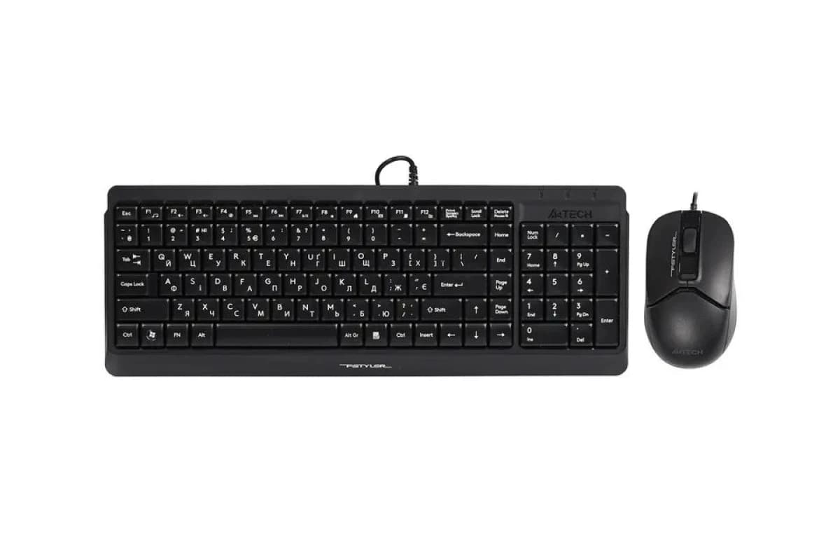 A4TECH FSTYLER F1512 (FM12+FK15) MULTIMEDIA SLEEK COMFORT KEYBOARD + MOUSE COMBO SET USB BLACK US+R