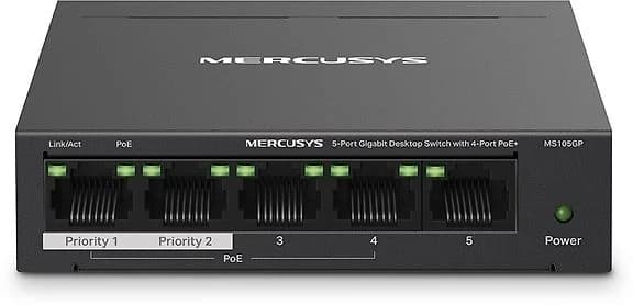 HUB Switch Mercusys(TP-Link)MS105GP 5-port Gigabit with 4-Port 65W PoE+