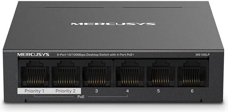 HUB Switch Mercusys(TP-Link)MS106LP 6-port Gigabit with 4-Port 40W PoE+