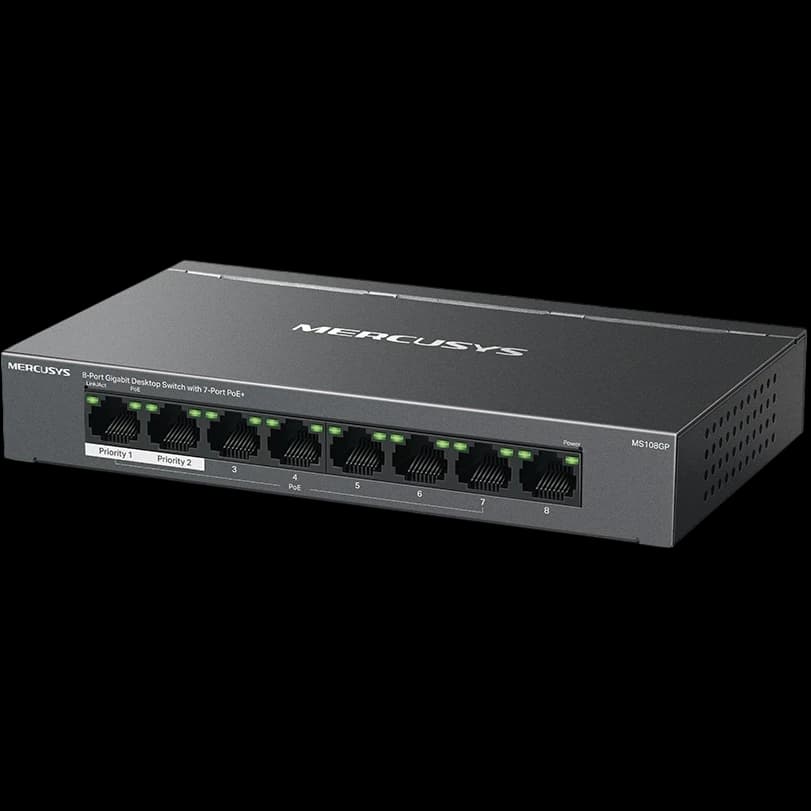 HUB Switch Mercusys(TP-Link)MS108GP 8-port Gigabit with 7-Port 65W PoE+