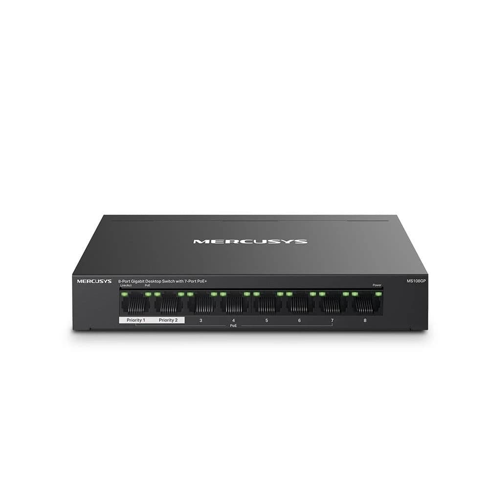 HUB Switch Mercusys(TP-Link)MS108GP 8-port Gigabit with 7-Port 65W PoE+