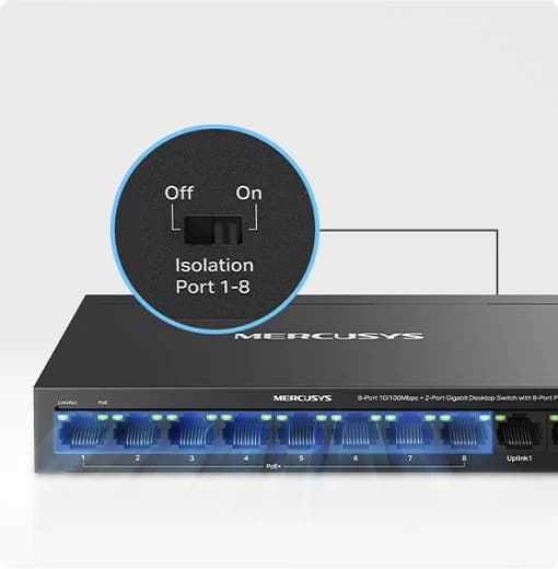 HUB Switch Mercusys(TP-Link)MS110CMP 8Port 10/100 Mbps + 2Port Gigabit with 8-Port 115W PoE+
