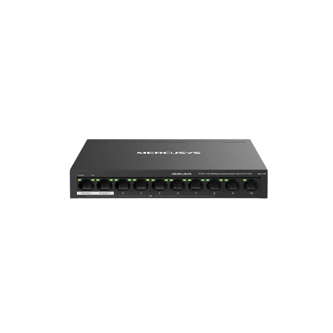 HUB Switch Mercusys(TP-Link)MS110P 10-Port 10/100M Desktop Switch with 8-Port 65W PoE+