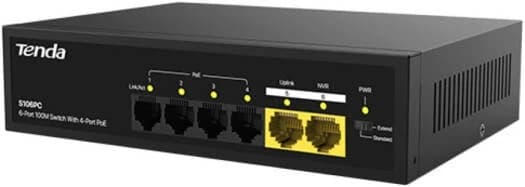 HUB Switch Tenda S106PC 4-port PoE 10/100Mbps + 2-port 10/100Mbps PoE budget:55W