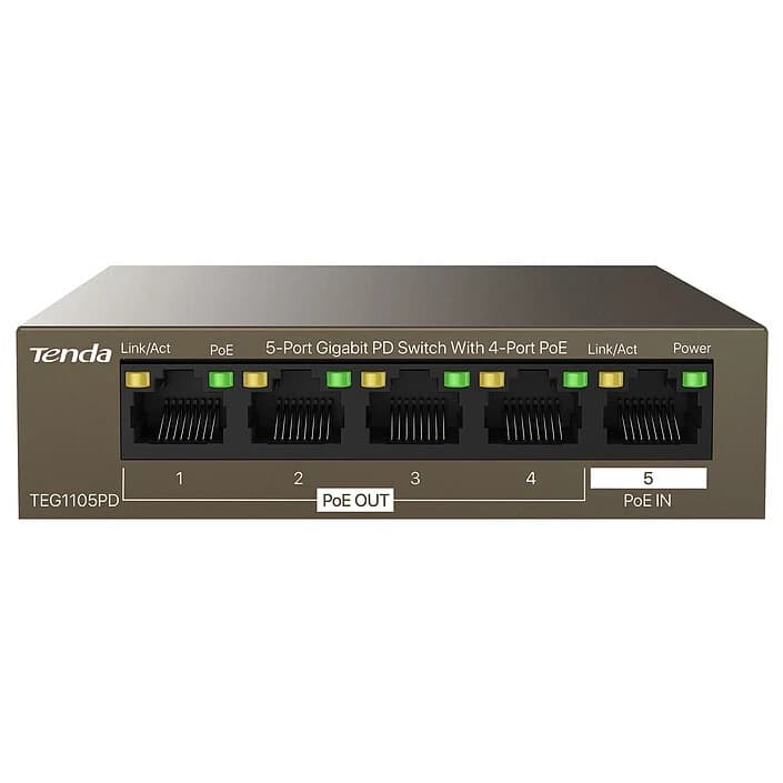 Коммутатор Tenda TEG1105PD (4 порта PoE)