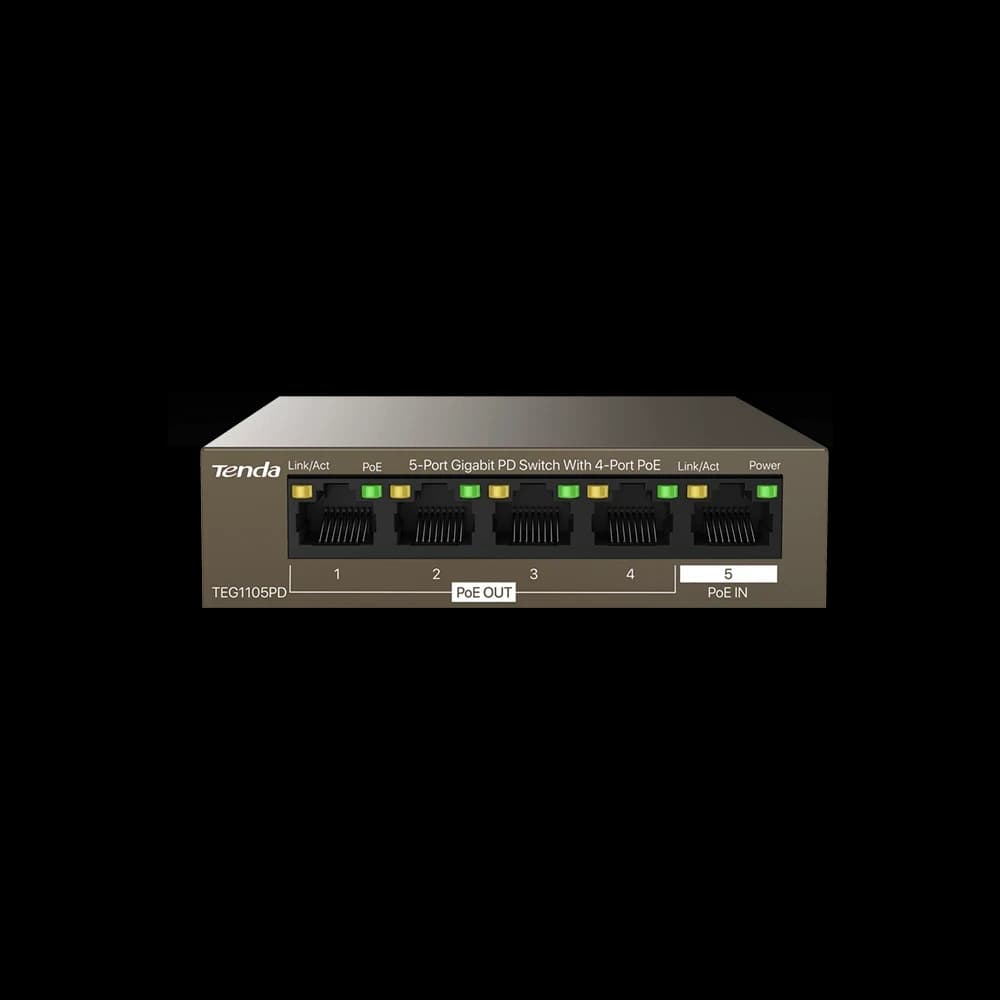 HUB Switch Tenda TEG1105PD 4-port PoE OUT 10/100/1000Mbps + 1-port PoE IN 10/100/1000Mbps