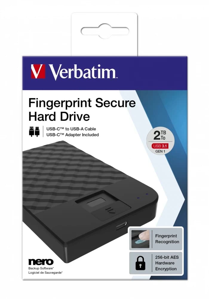 Внешний жесткий диск 2TB Verbatim Fingerprint Secure USB 3.2 (C) [VER-53651]