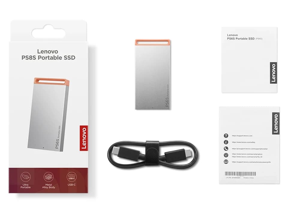 Внешний твердотельный накопитель SSD 1024GB Lenovo PS6S Read/write speed of up to 550/500MB/s USB3.2 (C) [4XB1T88410]