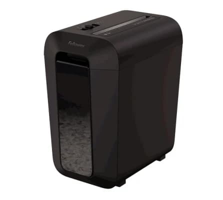 Шредер Fellowes LX65 Уровень секретности P-4, Фрагмент 4х40 мм, Подача 10 лист, Емкость корзины 22 л, Уничтожение скоб, скрепок, пл. карт, Черный