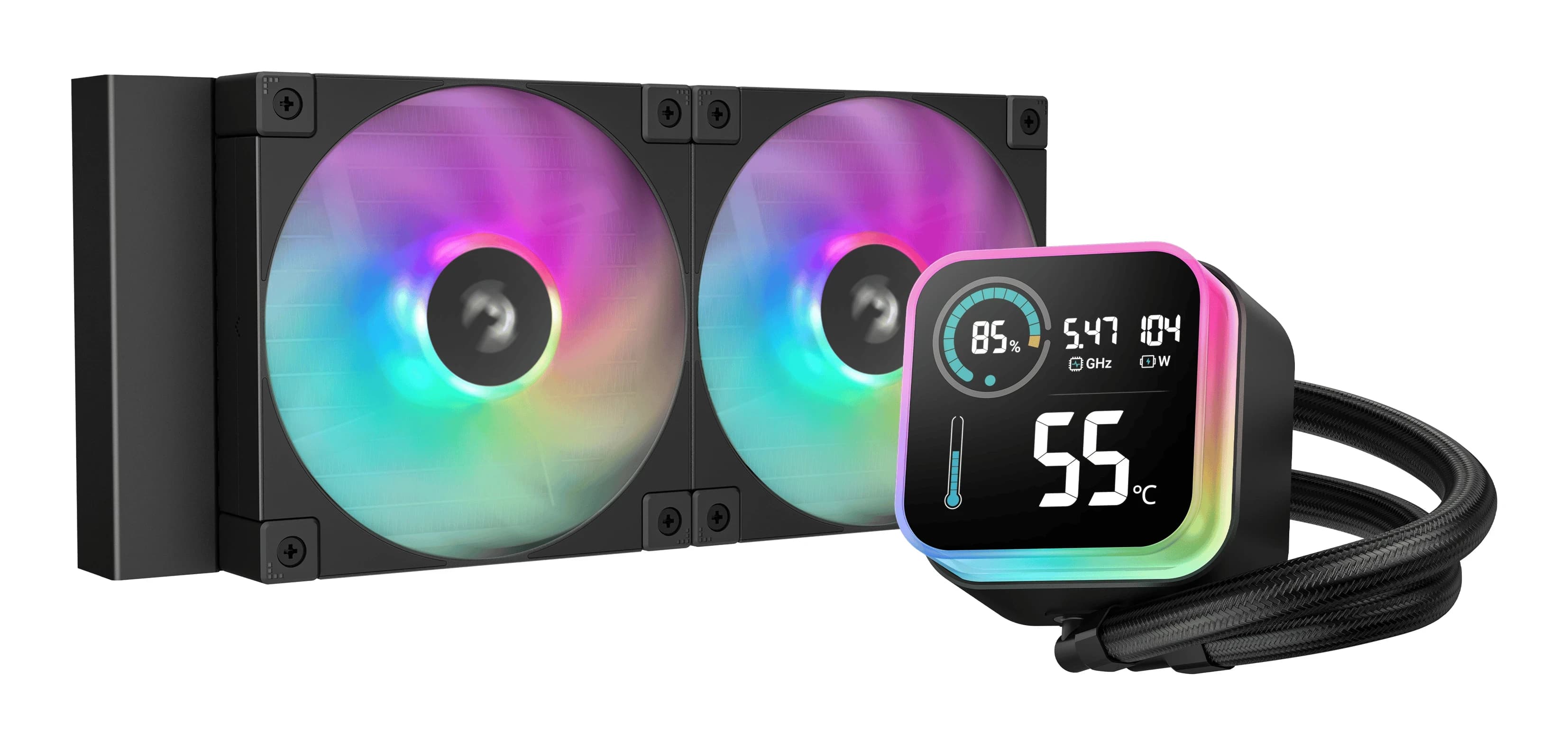 DEEPCOOL LQ240 ARGB 120*2 FAN, LED DIGITAL DISPLAY, LGA20xx/1700/1200/115*/AMD