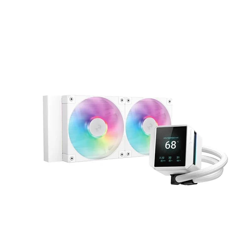DEEPCOOL MYSTIQUE 240 WH WHITE ARGB 120*2PWM ARGB FAN 2.8” 640x480TFT PUMP LGA20xx/1700/1200/115*