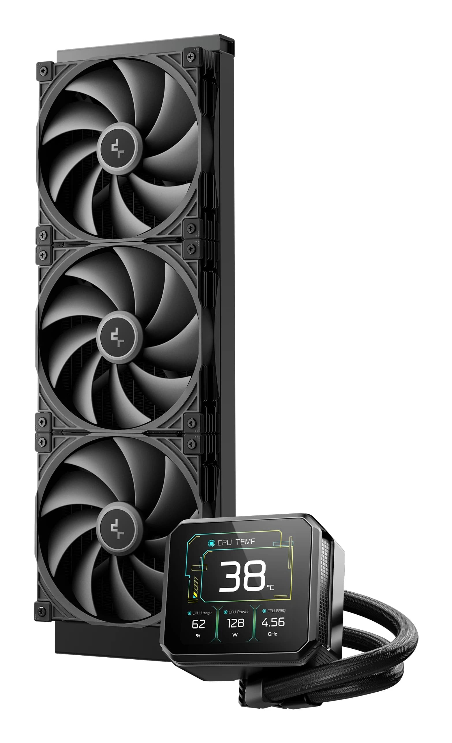 DEEPCOOL SPARTACUS 420 ARGB 140*3 PWM BLACK FAN 3.4” 480x480 TFT LCD PUMP LGA20xx/1700/1200/115*