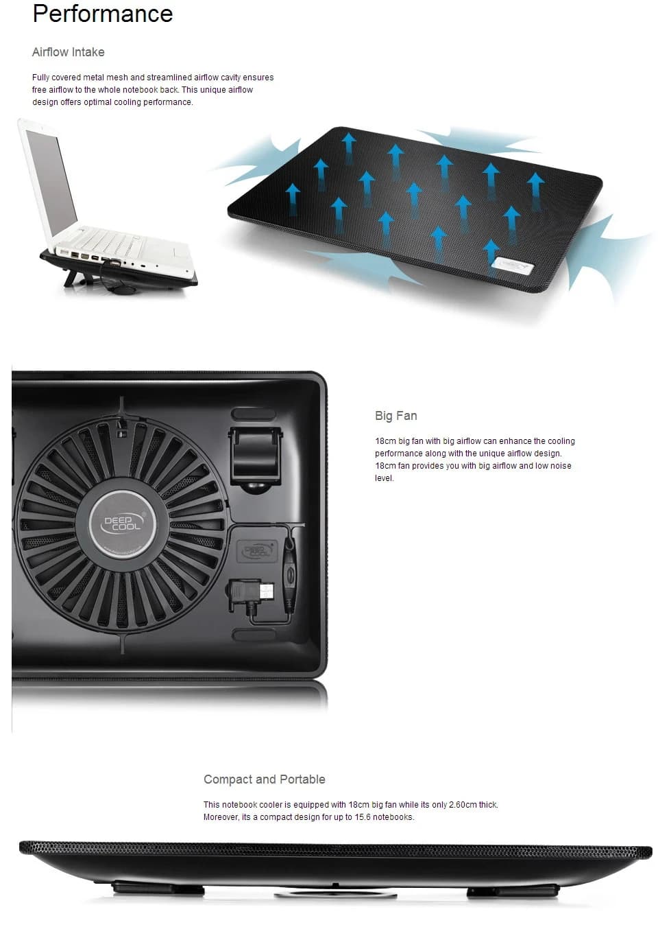 Cooler for notebook DEEPCOOL N1 BLACK 15,6"